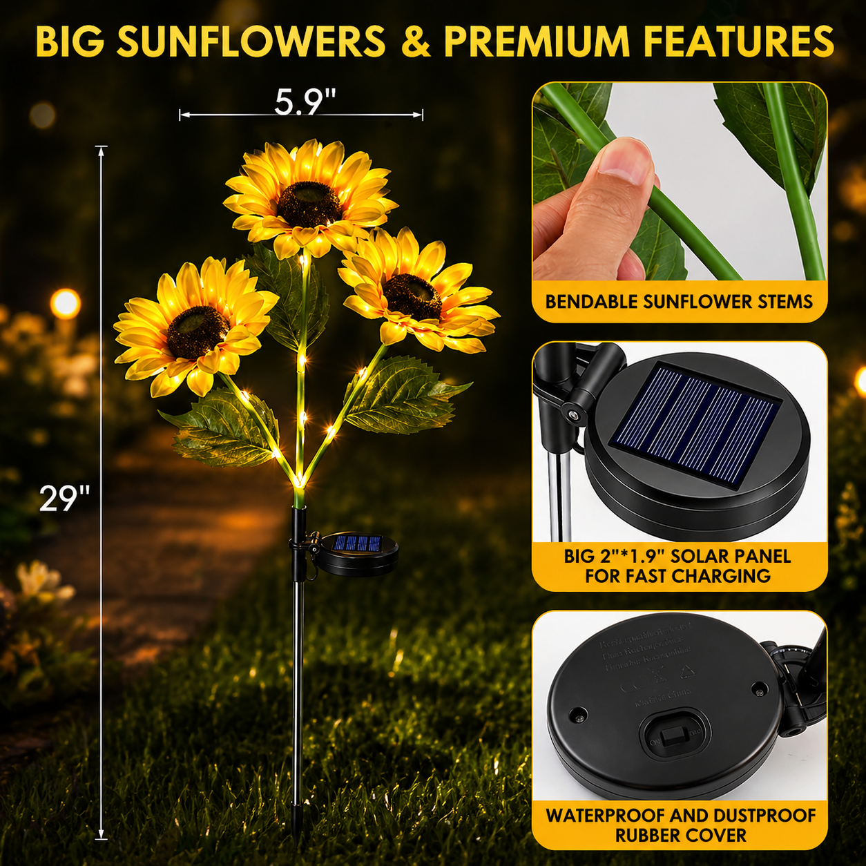 GlowBloom™ Solar Sunflower Lights